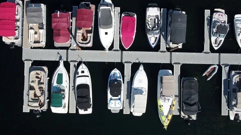 Top down boats at dock Stock Footage 87793956