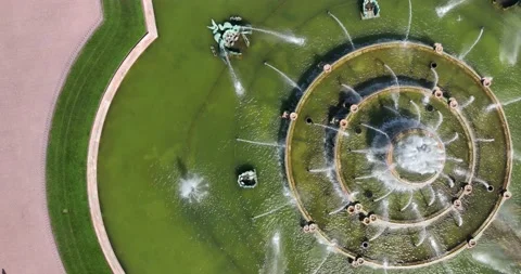 Top Down of Buckingham Fountain Stock Footage 213964644