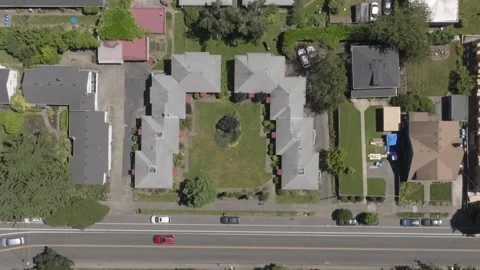 Top Down Car Tracking Suburban Portland Oregon Drone Aerial Footage Stock-Footage 335417604