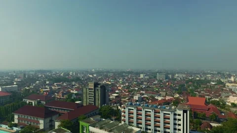 Top down central park canal through green Yogyakarta 動画素材 342580986
