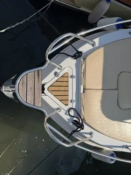 Top down close up of motorboat bow  Stock Photos