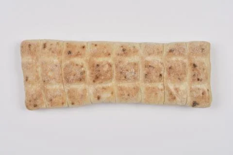 A top-down, close-up shot of a rectangular lepinja flatbread, showcasing its  Stock Photos