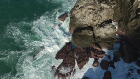 Top Down Coastal Reef and Ocean Wave Pattern Video stock 335668900
