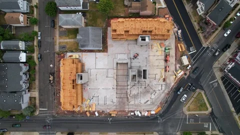 Top-down of a Commercial Construction Site 4K Stock Footage 244247214