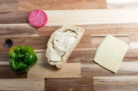 Top-down composition of fresh vegetables on wooden board  healthy food flat l Stock Photos