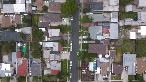 Top Down on Compton Neighbourhood Los Angeles California Drone Aerial Footage Stock-Footage 335262272