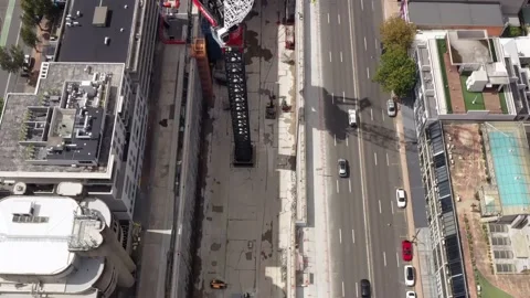 Top down to construction site of new Sydney metro station as 4k. Stock Footage 152516142