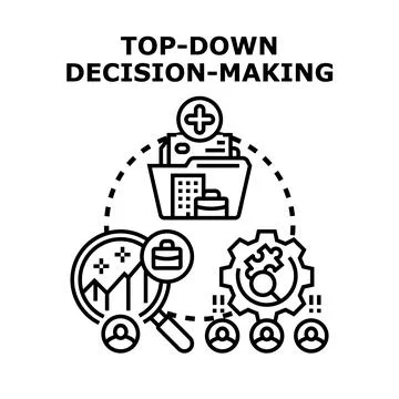 Top down decision making process in business management Illustrazione stock
