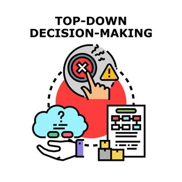 Top down decision making process concept controlling strategy Stock Illustration