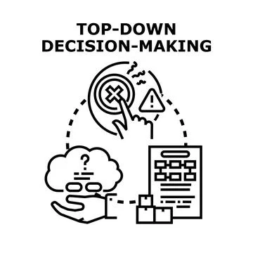 Top down decision making process concept controlling strategy Stock Illustration