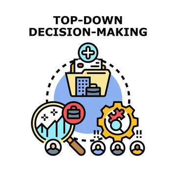 Top down decision making process in business management Illustrazione stock
