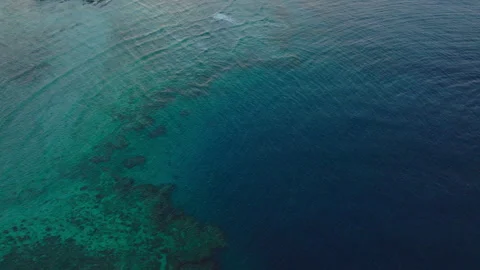 Top Down of Deep Reef System in Turquoise Gradient Stock Footage 313474037