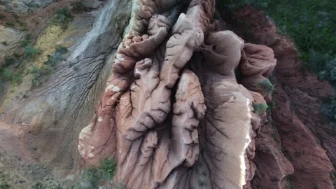 Top down of dendritic clay erosion and abstract badland textures in Kazakhstan Видео 338129633