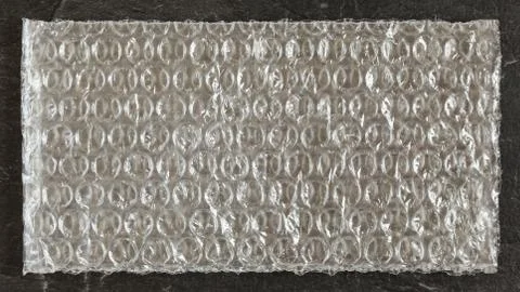Top down detailed view, small rectangular plastic bubble warp foil bag Stock Photos