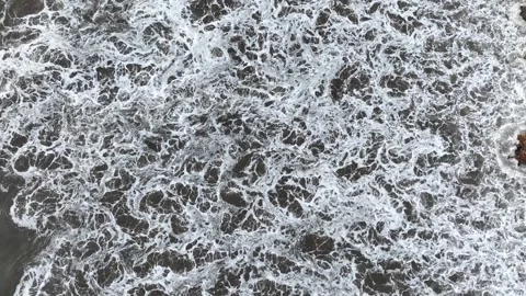 Top Down Drone Aerial View of Abstract Sea Water Surface Texture Stock Footage 345953181