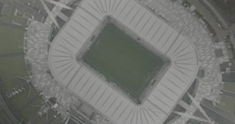 Top-Down Drone Ascent Over Juventus Stadium on a Cloudy Day Stock-Footage 344153721