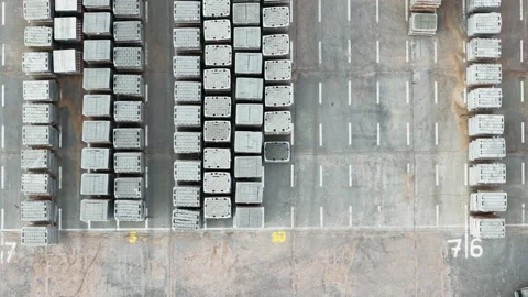 Top Down Drone of Concrete Paving Storage Yard in Riga , Resource Management Stock Footage 340597166