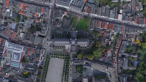Top Down Drone Descending Over St. John's Cathedral in Den Bosch Stock Footage 347214136