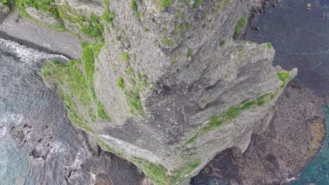 Top-Down Drone Descent Over Seta Kamui Rock Yoichi Hokkaido – 4K Stock Footage 321992136