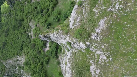 Top Down Drone Flight Above Eagle Eye Cliff Viewpoint and Mountain Valley, B Stock Footage 340835467