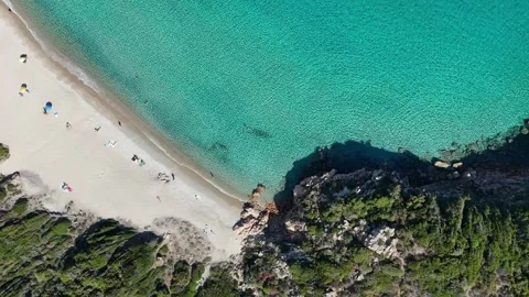 Top-Down Drone Flight Over Turquoise Shore and Green Vegetation in La Ma 库存影片 332787521