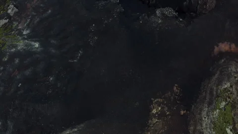 Top-Down Drone Flight Over Dark Volcanic Rock Texture Iceland Stock Footage 339071206