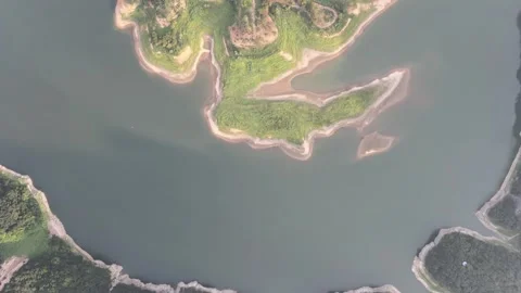 Top Down Drone Flight Over Bungeoseom Island in Summer, South Korea Stock Footage 343194287