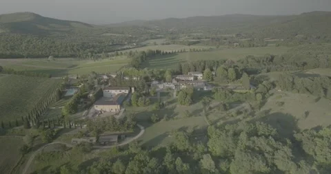 Top Down Drone Flight Over Tuscan Villa in Bucine, Italy Stock Footage 343931985