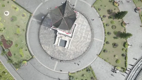 Top-Down Drone Flyover of Jam Gadang Clock Tower in Bukittinggi, West Sumatr Stock Footage 343198797