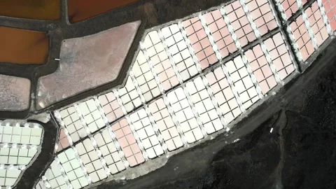 Top down drone footage of Salinas de Fuencaliente, on La Palma Island, Spain Stock Footage 254035101