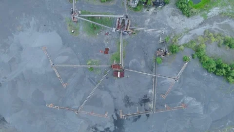 Top-down drone of Mayon Volcano minerals processing plant Stock Footage 337062416