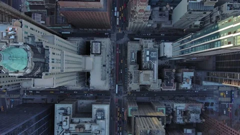 Top Down Drone New York City Aerial Cinematic 4k, Midtown Manhattan, 3/13/2025 Vidéo 306263872