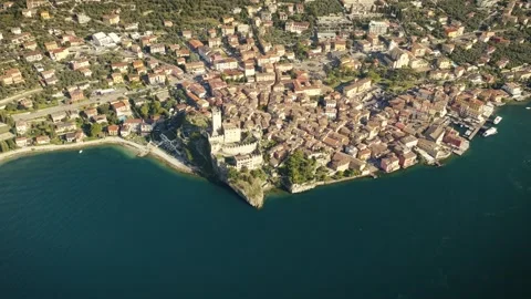 Top-Down Drone over Malcesine and Lake Garda, Italy Stock Footage 316695401