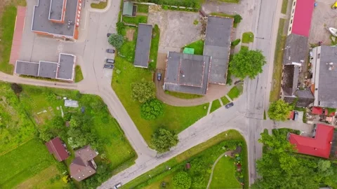 Top Down Drone Perspective Reveals Iecava Streets And Quiet Latvian Suburbs Stock Footage 335937103