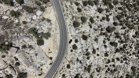 Top Down Drone Reveals Scenic Mountain Road to Whitney Portal Stock Footage 338164164