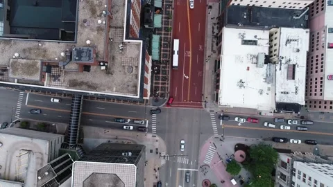 Top down drone shoot of public transportation in city 動画素材 347750464