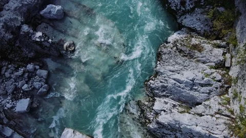 Top down Drone shot of Beautiful river Stock Footage 214400950