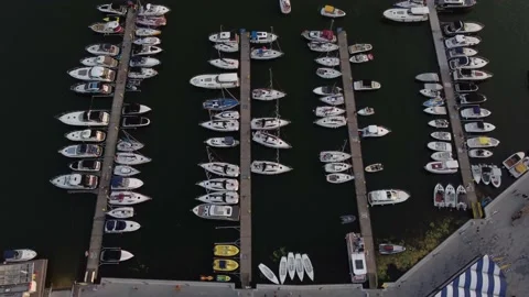 Top Down Drone Shot of Boats In The Port Video stock 172219007