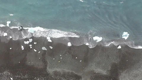 Top down drone shot of Diamond beach, Iceland Stock Footage 112574842
