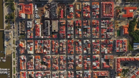 Top Down Drone Shot of Geometric Streets in Vila Real Santo Antonio 스톡 동영상 325182321