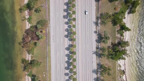 Top Down Drone Shot of Julia Tuttle Causeway Stock Footage 152000638