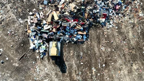 Top Down Drone Shot of Landfill and Trash 스톡 동영상 305002633