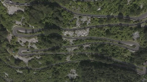 Top-Down Drone Shot of Mountain Serpentine Road Above Kotor, Montenegro Stock-Footage 310335418
