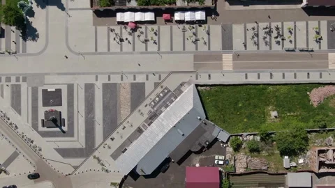 Top down drone shot moving sideways over Zaraysk Stock Footage 333959260