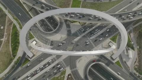 Top down drone shot over the Wahda Arches in Doha, Qatar. Stock Footage 195156287