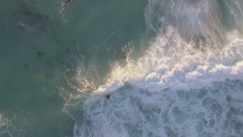 Top down drone shot over the sea and wav... | Stock Video | Pond5