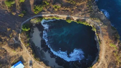 Top Down Drone Shot of Pasih Uug Broken Beach at Nusa Penida, Bali Stock Footage 113768281