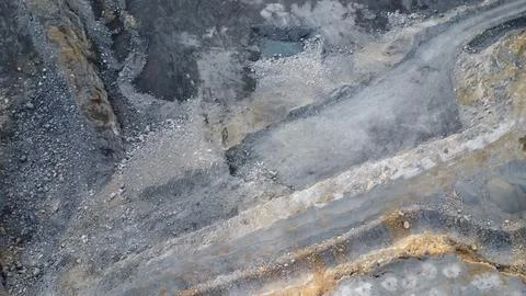 Top down drone shot of Quarry Stock Photos