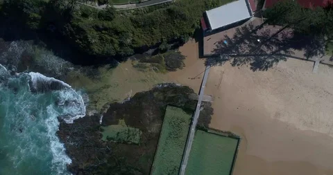 Top Down Drone Shot Rock Pool at Austinmer Beach Sydney Stock Footage 115702978