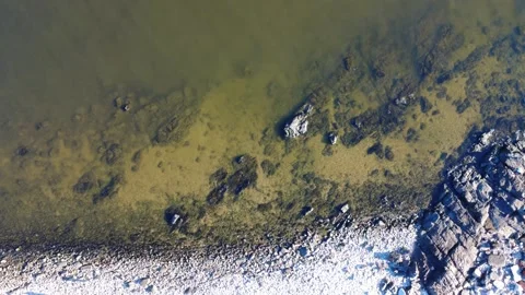 Top-down drone shot of rocky coastal textures, Montevideo Stock Footage 309655799